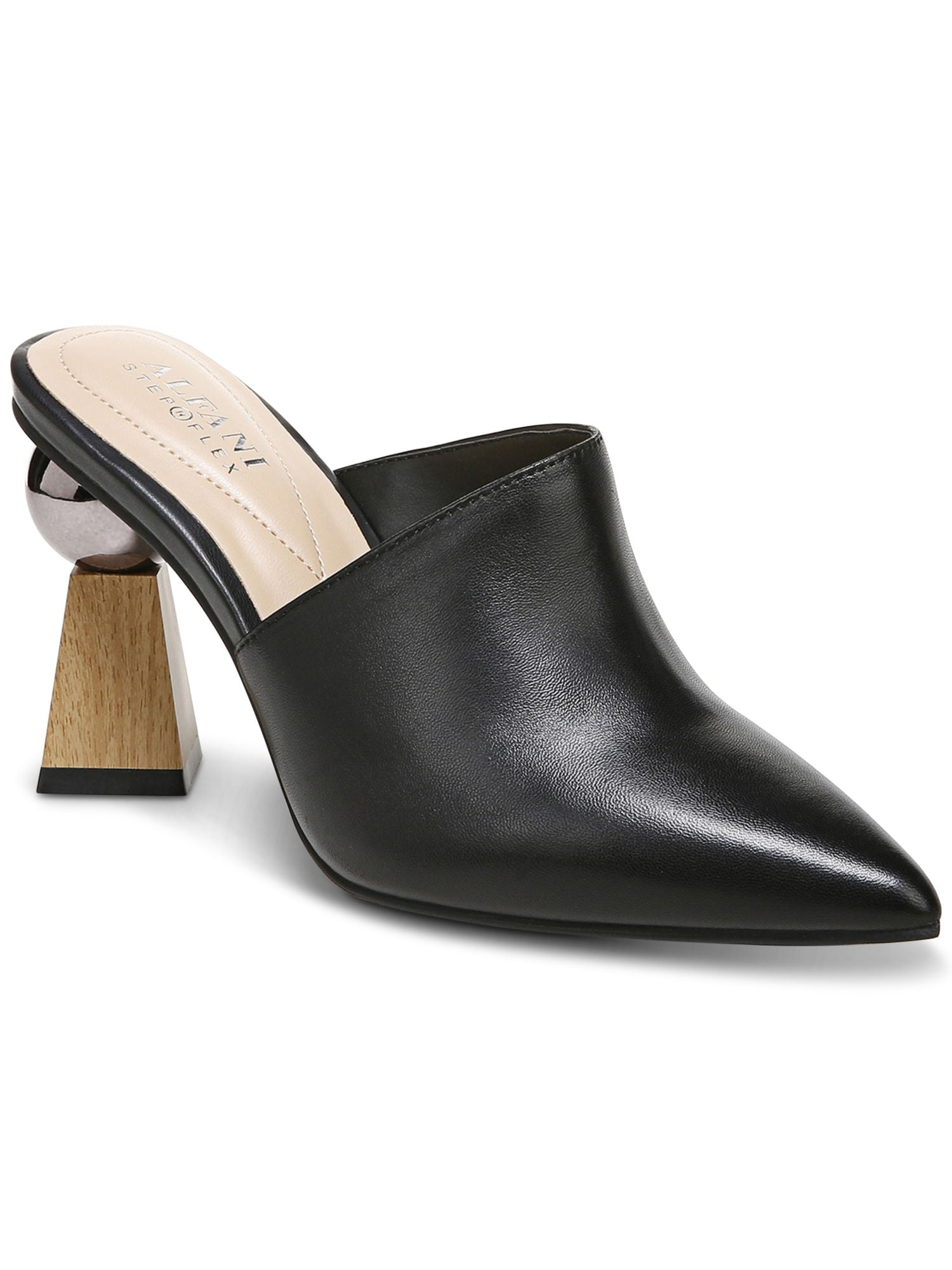 womens black heeled mules