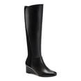 thumbnail image 1 of ALFANI Womens Black Mixed Media Padded Beverly Round Toe Wedge Zip-Up Leather Dress Boots 8.5 M, 1 of 4