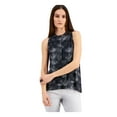thumbnail image 1 of ALFANI Womens Black Pleated Printed Sleeveless Crew Neck Top  Size XL, 1 of 2