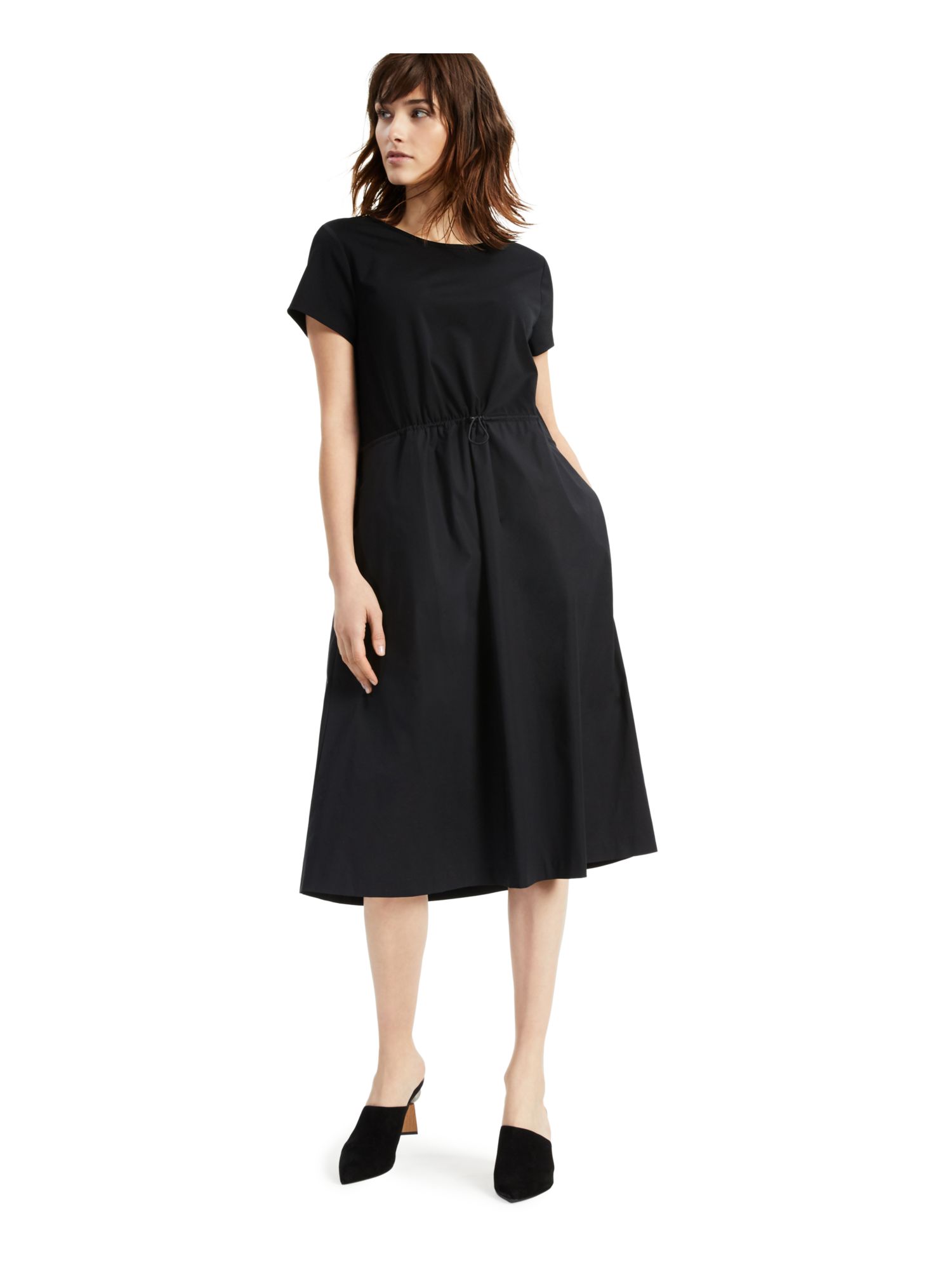 ALFANI Womens Black Pocketed Bungee-waist Short Sleeve Crew Neck Midi Fit + Flare  Dress XL - Walmart.com