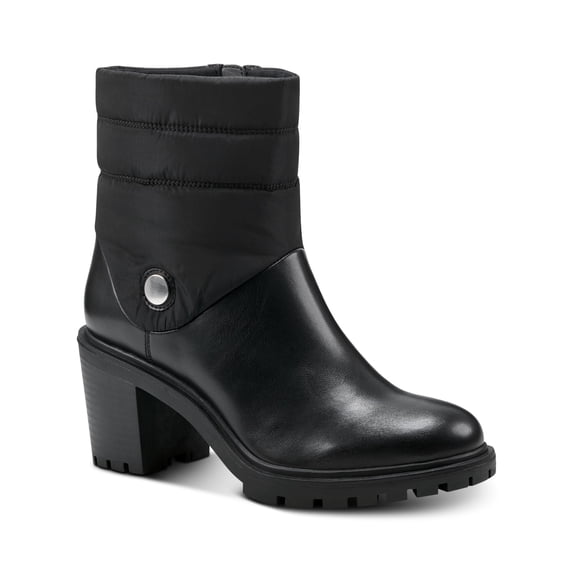 ALFANI Womens Black Puffer Lug Sole Padded Belcalise Almond Toe Block Heel Zip-Up Boots Shoes 8 M