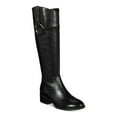 thumbnail image 1 of ALFANI Womens Black Round Toe Stacked Heel Zip-Up Leather Riding Boot 9.5 WC, 1 of 4