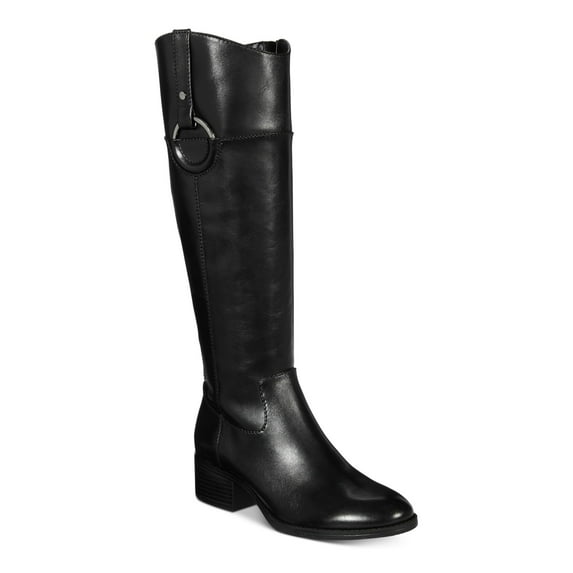 ALFANI Womens Black Round Toe Stacked Heel Zip-Up Leather Riding Boot 9.5 WC