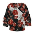 thumbnail image 1 of ALFANI Womens Black Sheer Floral Long Sleeve Jewel Neck Blouse Casual Top XXL, 1 of 2