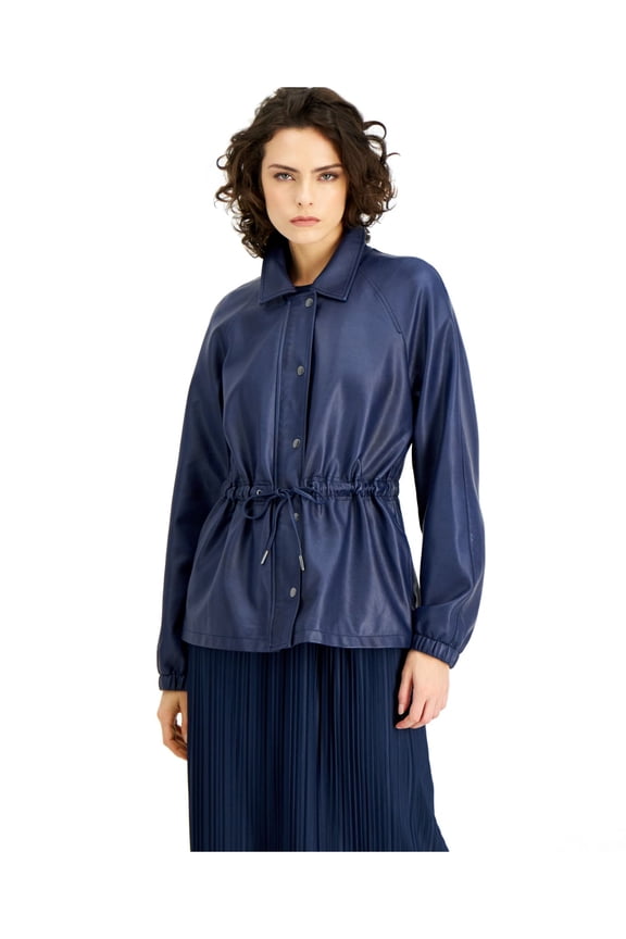 Womens Blue Zip Up Winter Jacket Coat M