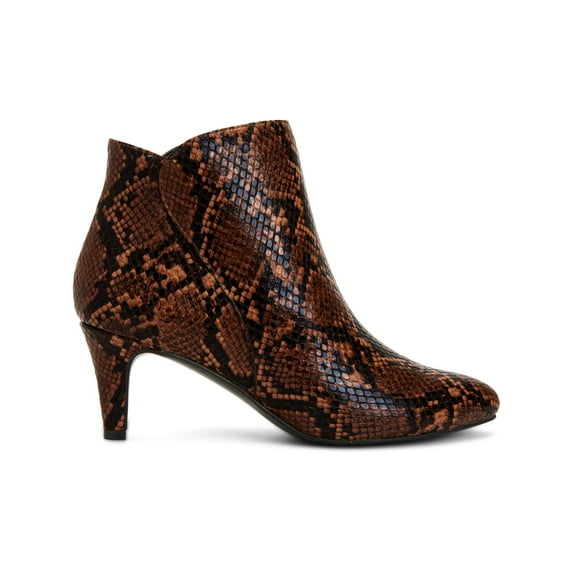 ALFANI Womens Brown Snake Skin Cushioned Comfort Harpper Almond Toe Kitten Heel Zip-Up Booties 5.5 M