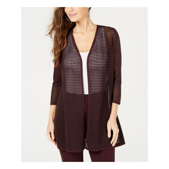 ALFANI Womens Burgundy 3/4 Sleeve Open Cardigan Sweater Size: S