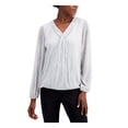 thumbnail image 1 of ALFANI Womens Gray Long Sleeve V Neck Top XS, 1 of 2