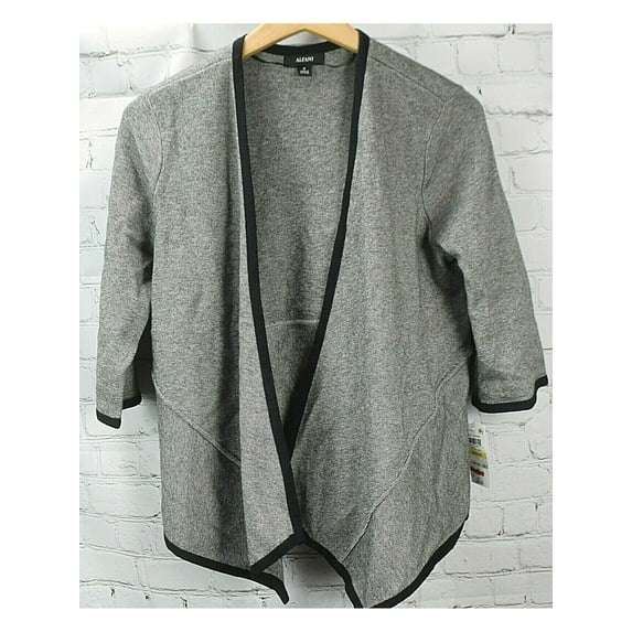 ALFANI Womens Gray Pocketed Eyelash-trim Long Sleeve Open Cardigan Sweater XL