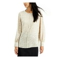 thumbnail image 1 of ALFANI Womens Ivory Animal Print Long Sleeve Scoop Neck Blouse Size: L, 1 of 4
