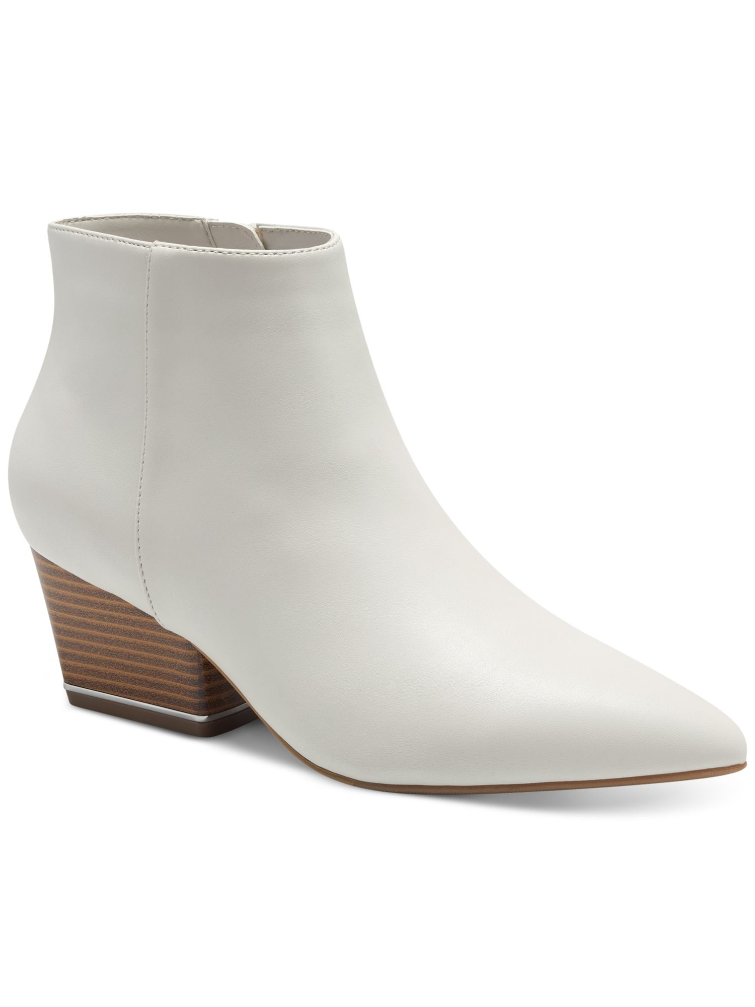 ALFANI Womens Beige Padded Amyy Almond Toe Block Heel Zip-Up Booties M