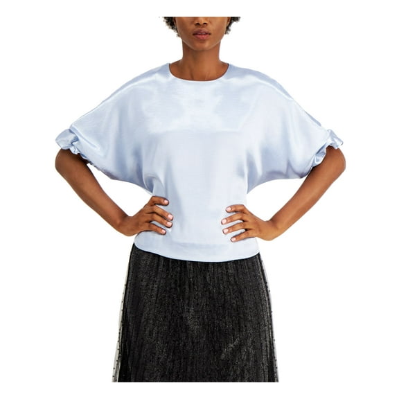 ALFANI Womens Light Blue Zippered Dolman Sleeve Scoop Neck Wear To Work Blouse XL