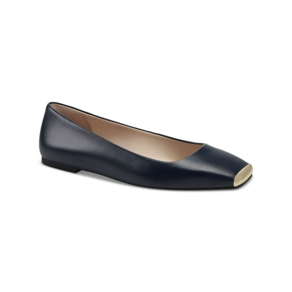 ALFANI Womens Navy Flexible Sole Padded Metallic Neptoon Square Toe Slip On Flats Shoes 8 M