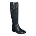 thumbnail image 1 of ALFANI Womens Navy Hardware Trim Stretch Gore Bexleyy Round Toe Block Heel Zip-Up Leather Riding Boot 6 M, 1 of 4
