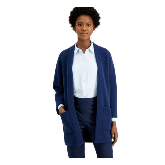 ALFANI Womens Navy Pocketed Open Cardigan Sweater XL