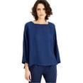 thumbnail image 1 of ALFANI Womens Navy Textured Bell Sleeve Square Neck Top Size: M, 1 of 2