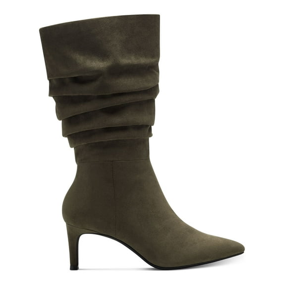 ALFANI Womens Olive Green Padded Lissa Pointed Toe Stiletto Zip-Up Slouch Boot 10 M