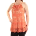 thumbnail image 1 of ALFANI Womens Orange Lace Floral Sleeveless Halter Tank Top 16, 1 of 2
