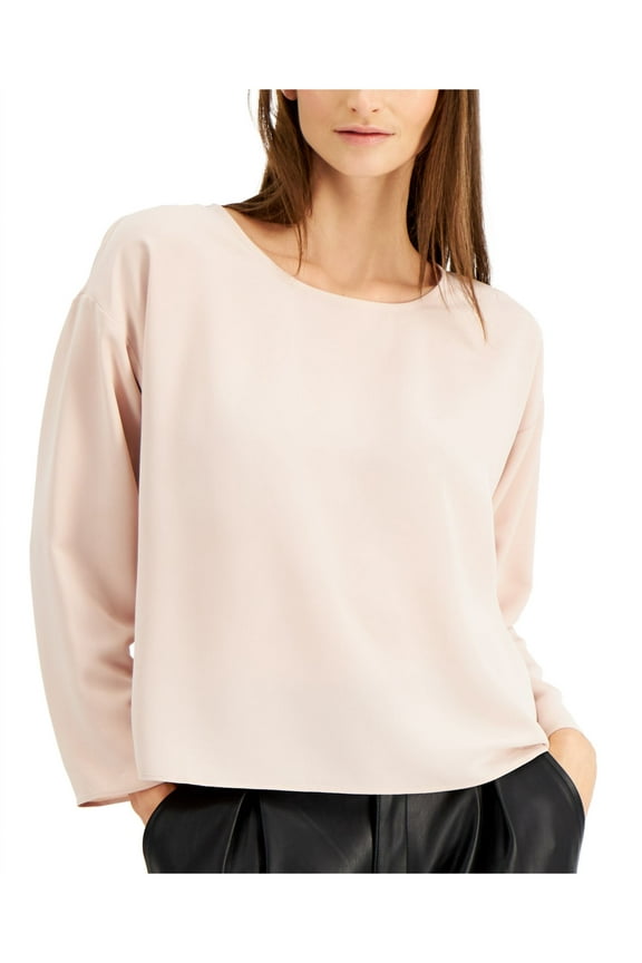 Womens Pink Long Sleeve Scoop Neck Top M