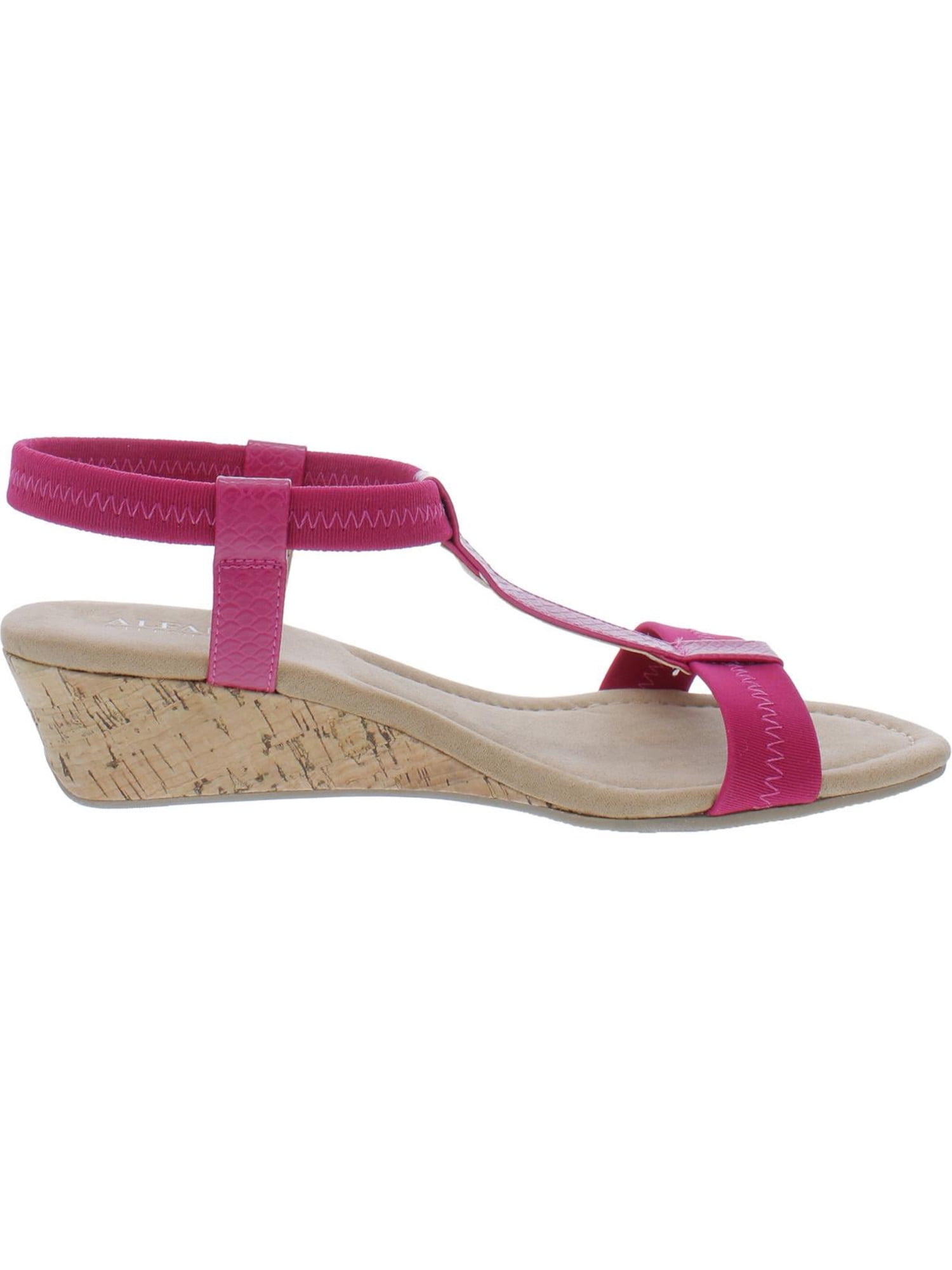  Alfani Womens Voyage Faux Leather T Strap Wedge Sandals Gold  10.5 Medium (B,M)