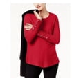 thumbnail image 1 of ALFANI Womens Red Textured Long Sleeve Jewel Neck Top S, 1 of 3
