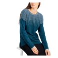 thumbnail image 1 of ALFANI Womens Teal Glitter Metallic Printed Long Sleeve Crew Neck Top Size: M, 1 of 2