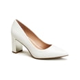 thumbnail image 1 of ALFANI Womens White Cushioned Comfort Jensonn Pointed Toe Block Heel Slip On Leather Pumps Shoes 11 M, 1 of 5