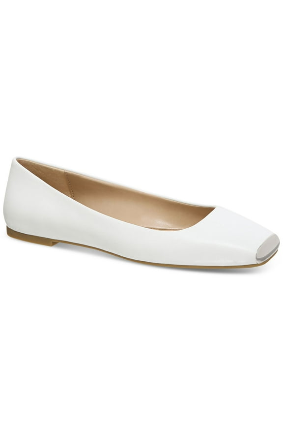 Womens White Flexible Sole Padded Metallic Neptoon Square Toe Slip On Flats Shoes 9.5 M