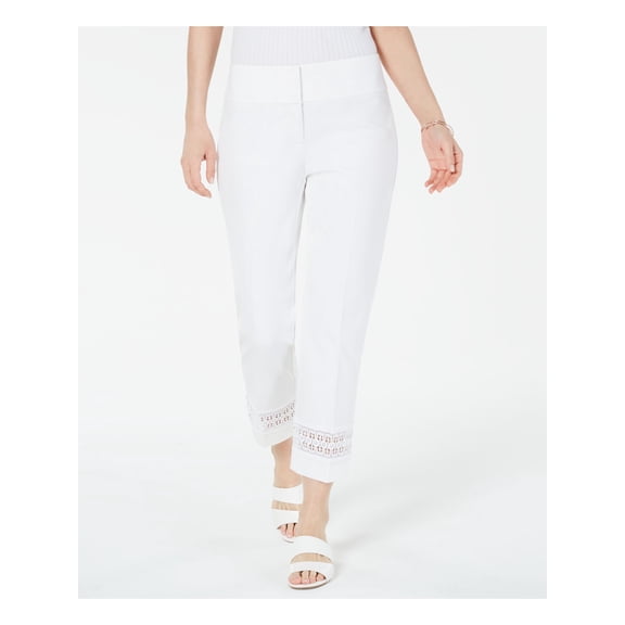 ALFANI Womens White Lace Cropped Pants 6