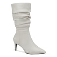 thumbnail image 1 of ALFANI Womens White Ruched Padded Lissa Pointed Toe Stiletto Zip-Up Dress Slouch Boot 6.5 M, 1 of 3