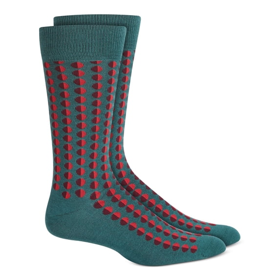 ALFATECH BY ALFANI Mens Green Rayon Printed Moisture Wicking Seamless Dress Crew Socks 7-12