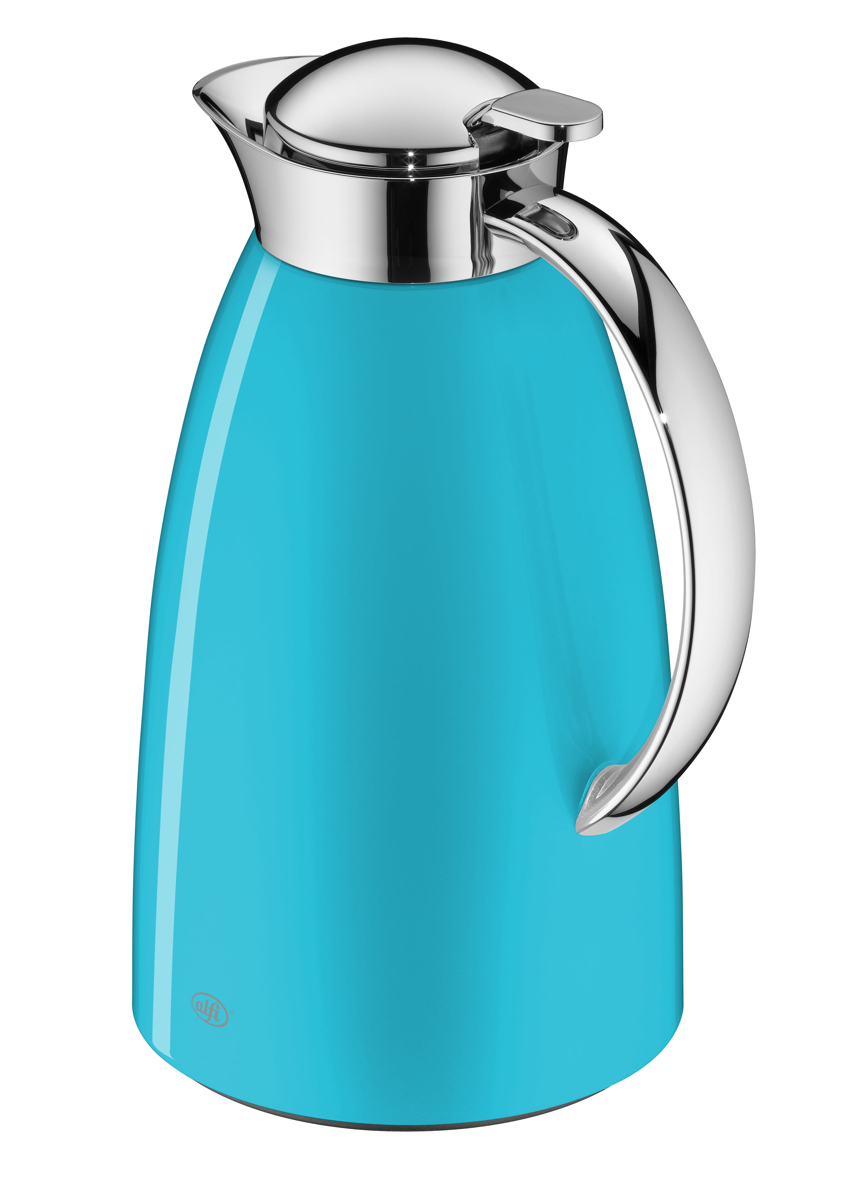 Aquamarine Lacquered Metal Thermal Carafe with Glass Vacuum, 1.06-Quart