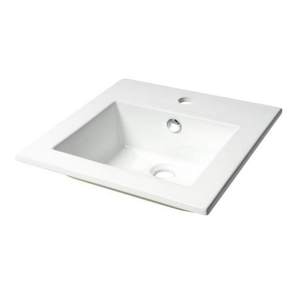 ALFI Brand 17in. Square Drop-in Ceramic Sink with Faucet Hole White