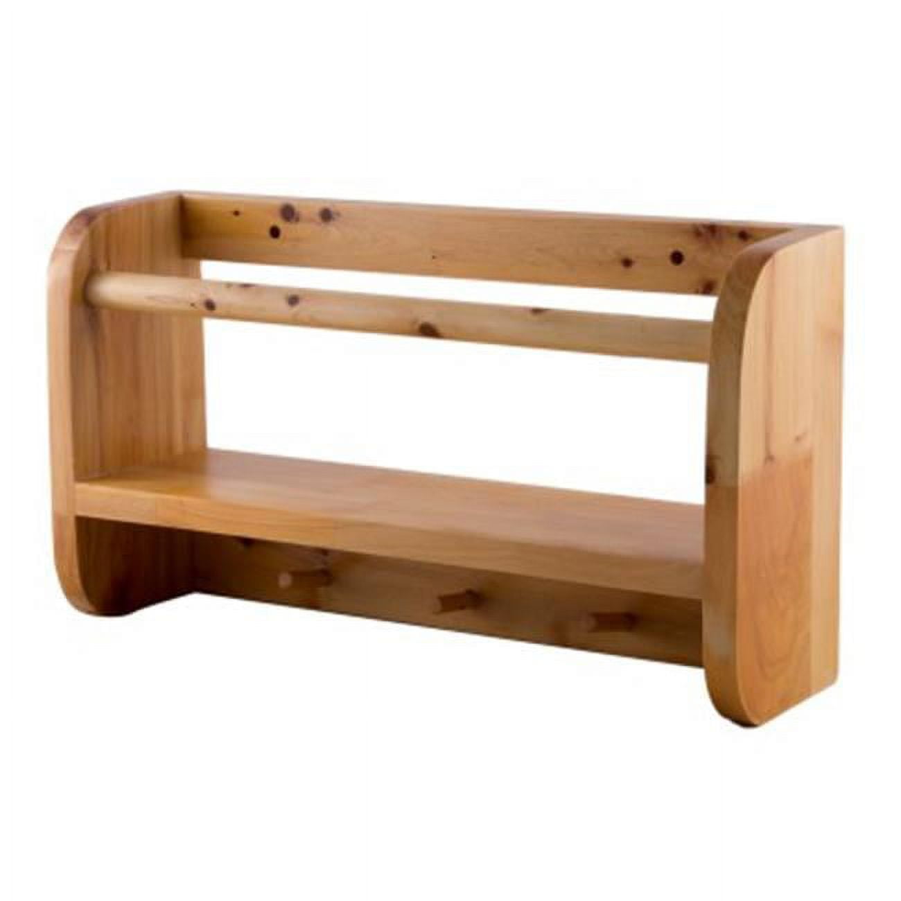 Natural Cedar Wood Wall Mounted Shelf with Hooks