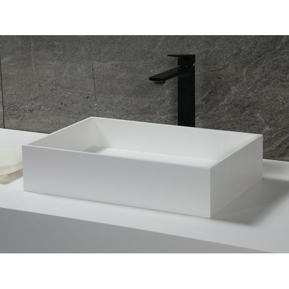 20" x 14" White Matte Solid Surface Resin Sink