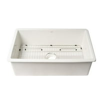 ALFI brand Fireclay White 32" x 19" Single Bowl Undermount / Drop In Kitchen Sink w Grid