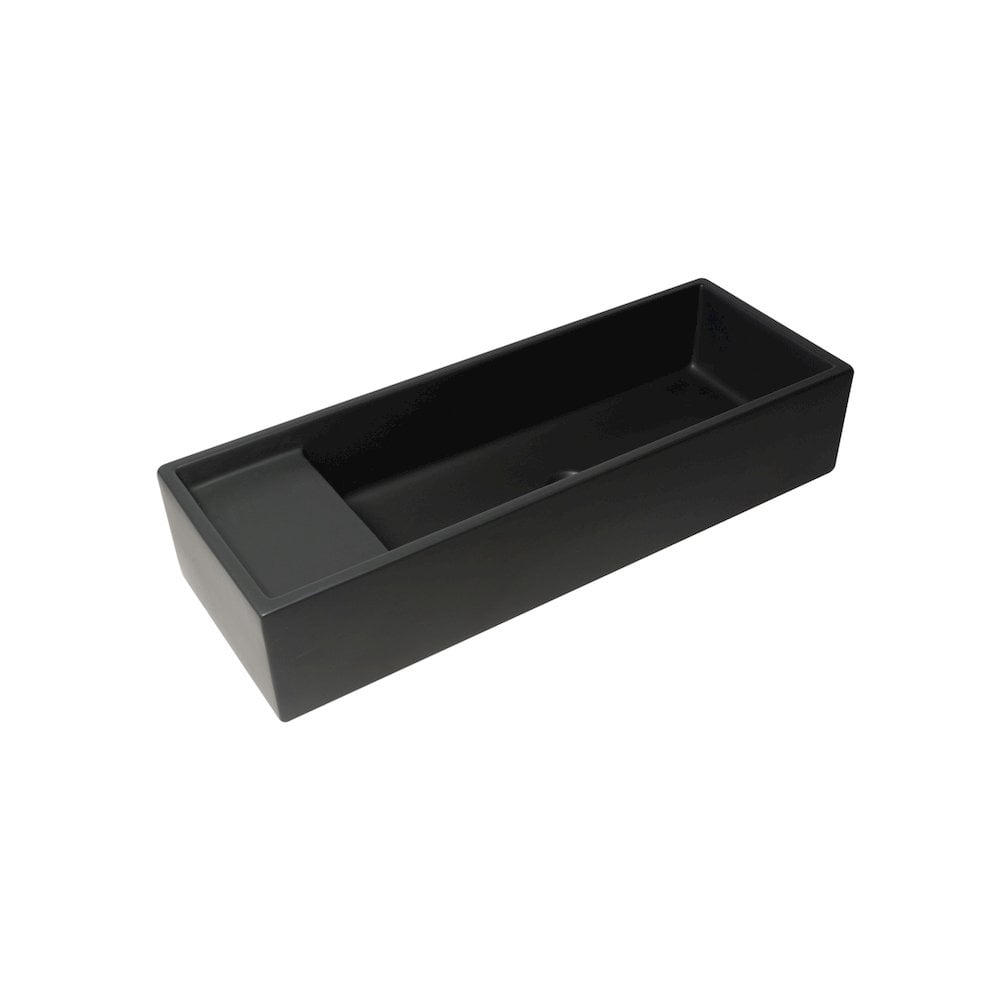 Matte Black Ceramic Rectangular Above-Counter Bathroom Sink