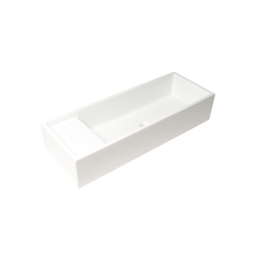 White Ceramic 39.4'' Rectangular Bathroom Trough Sink
