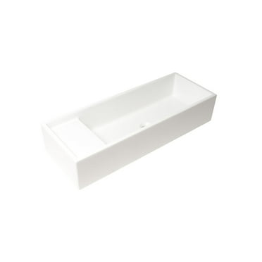 ALFI brand 39" White Above Mount Fireclay Bathroom Trough Sink