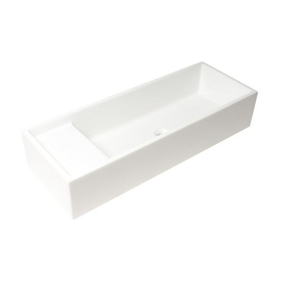 ALFI brand 39" White Above Mount Fireclay Bathroom Trough Sink