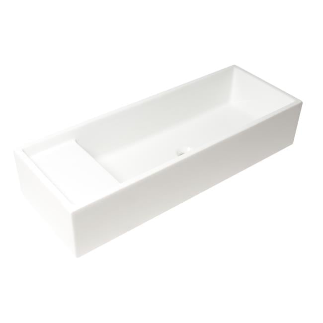 White Ceramic 39.4'' Rectangular Bathroom Trough Sink
