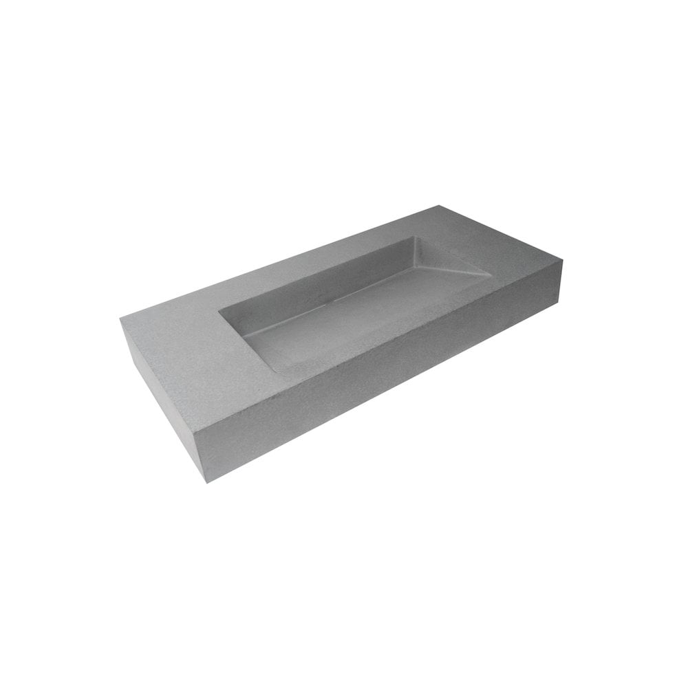 Gray Matte Ceramic Rectangular Wall-Mount Bathroom Sink