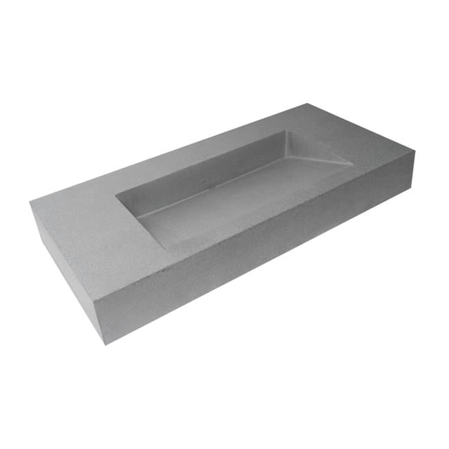 Gray Matte Ceramic Rectangular Wall-Mount Bathroom Sink