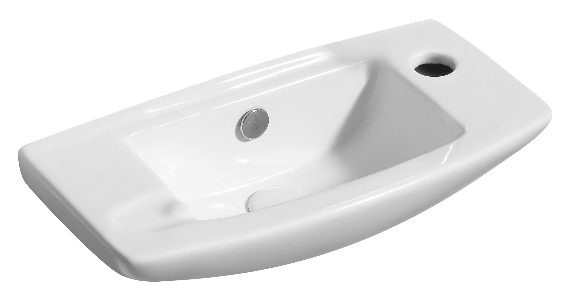 White Ceramic Wall-Mounted Rectangular Bathroom Sink with Faucet Hole