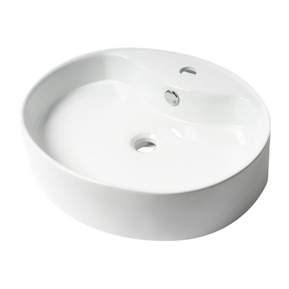 ALFI Brand ABC910 White 22" Oval Above Mount Ceramic Sink with Faucet Hole