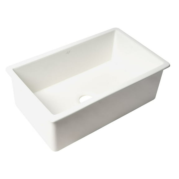 ALFI brand White 30" x 18" Fireclay Undermount / Drop In Kitchen Sink w Grid