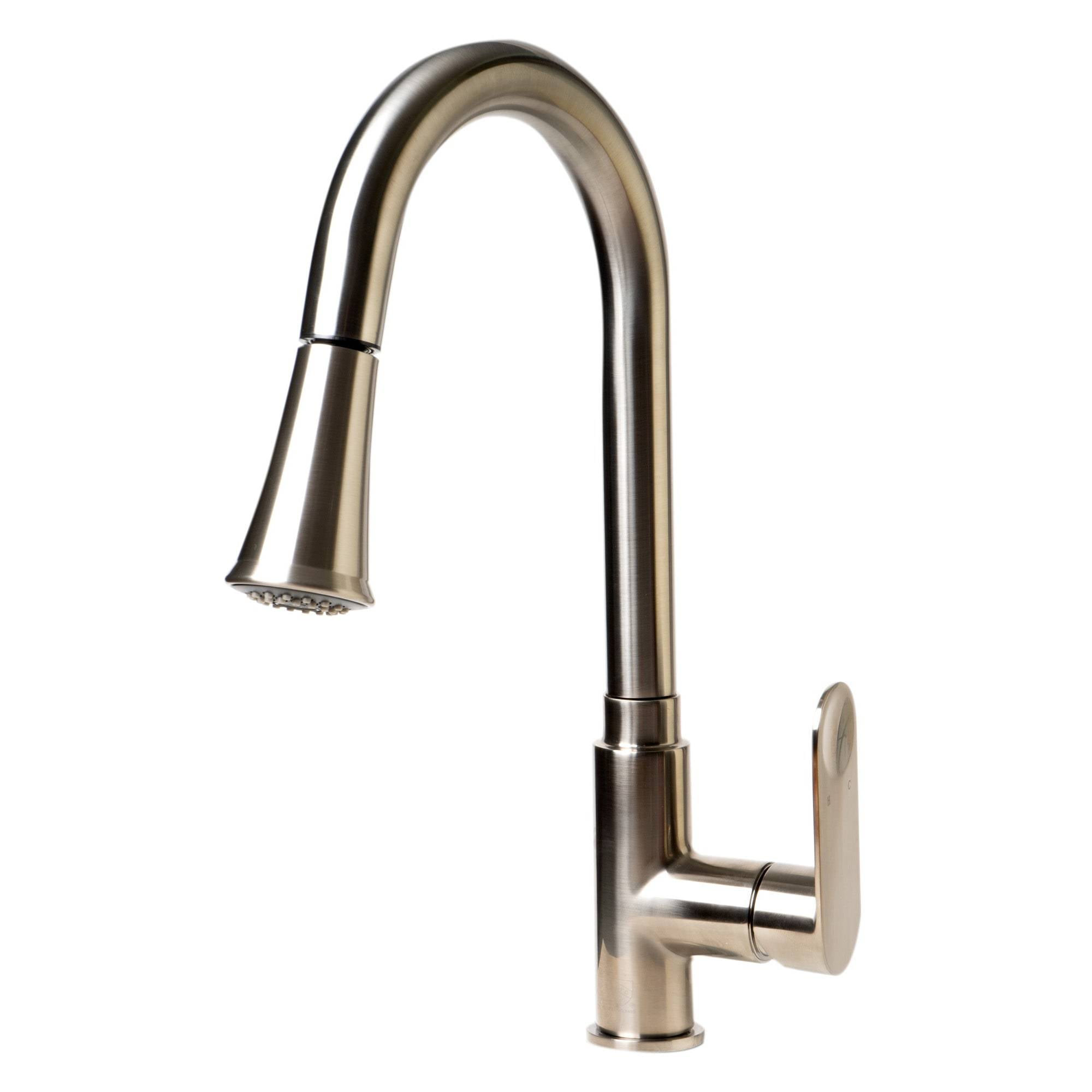 Brushed Nickel Gooseneck Pull Down Kitchen Faucet