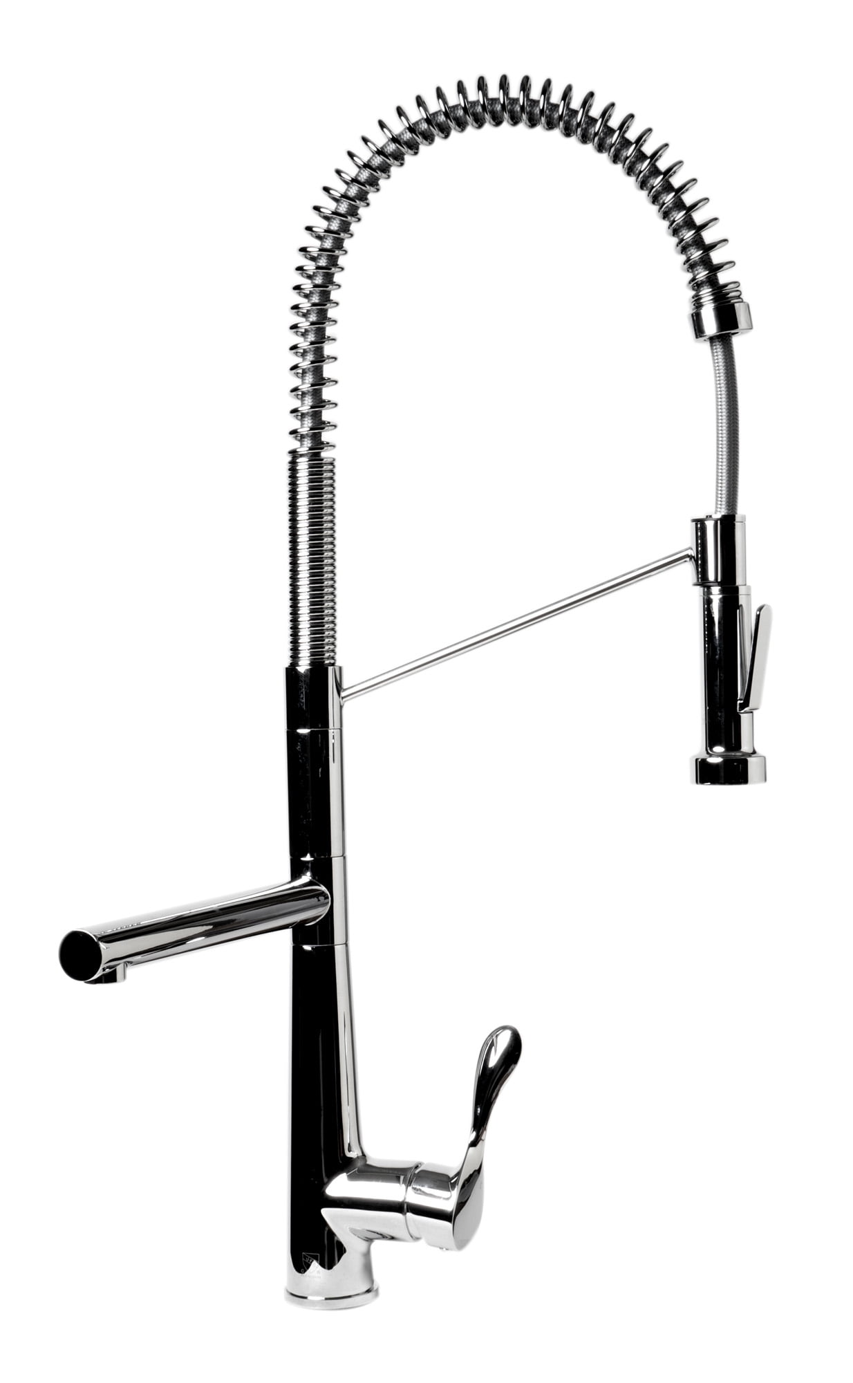 Polished Chrome 26" Commercial Spring Kitchen Faucet with Pull-out Spray