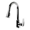 Polished Chrome Square Gooseneck Pull Down Kitchen Faucet