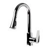 Polished Chrome Square Gooseneck Pull Down Kitchen Faucet